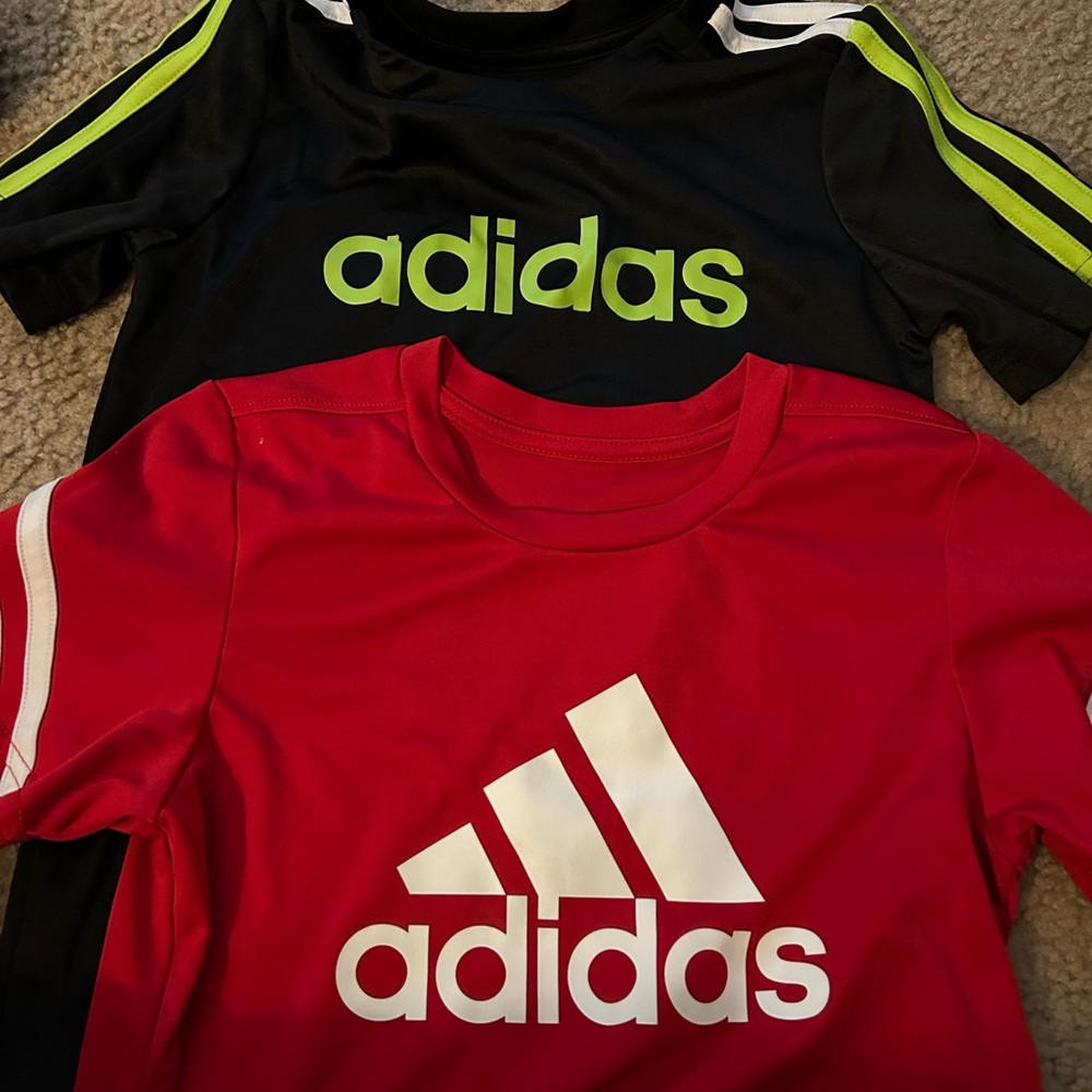 Adidas Red and Black Short Sleeve Tees